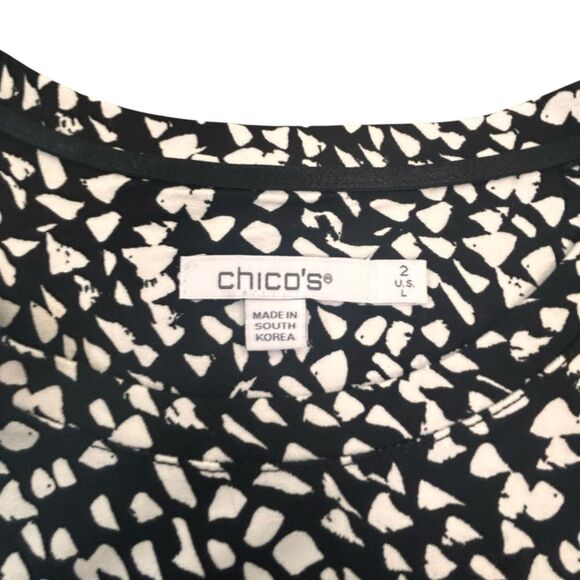 Chico’s black with white dots layering long sleeve top size large top - Picture 6 of 8